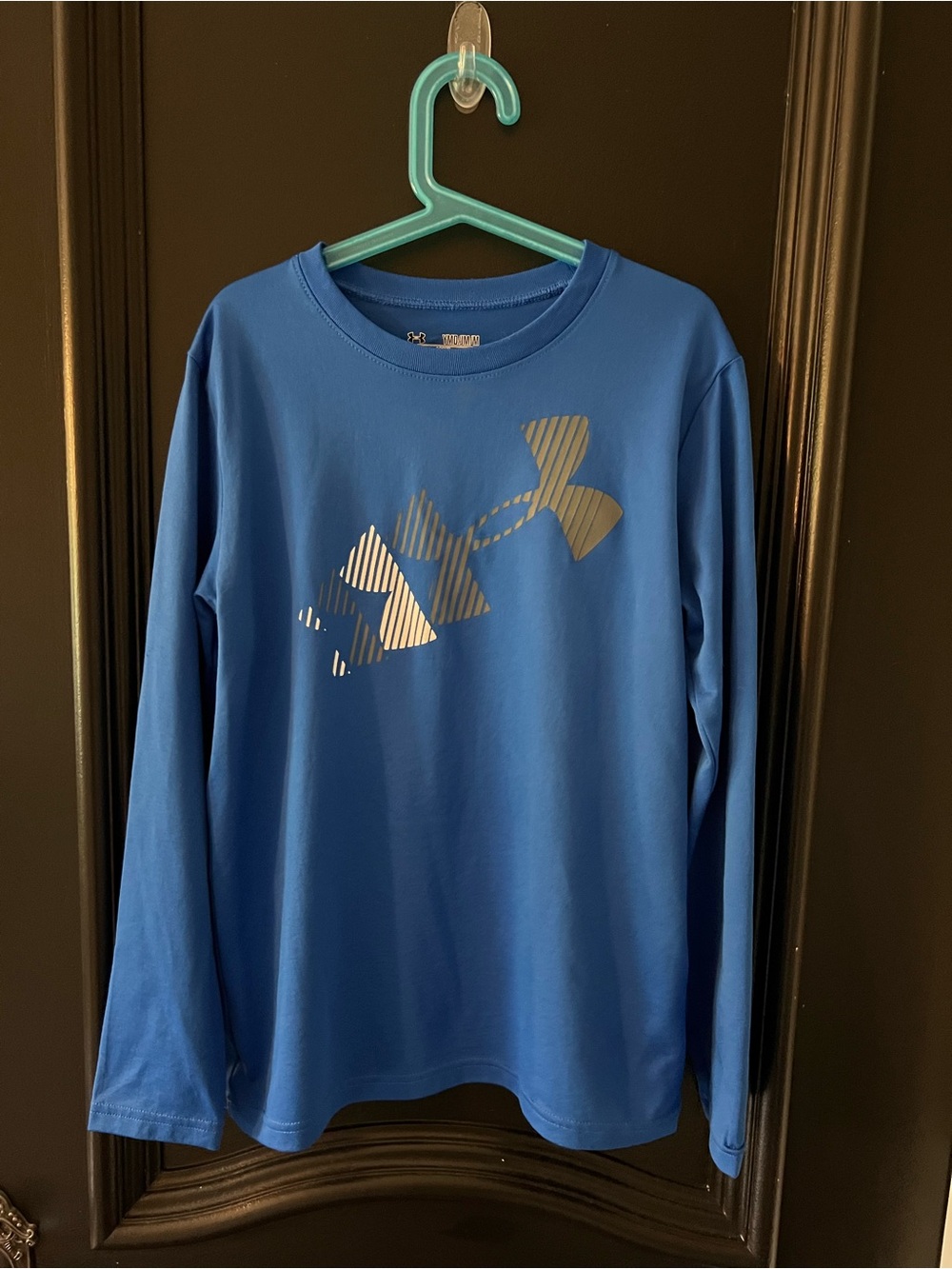 Under Armour Boys Blue Long Sleeve Athletic Shirt with Gold Logo